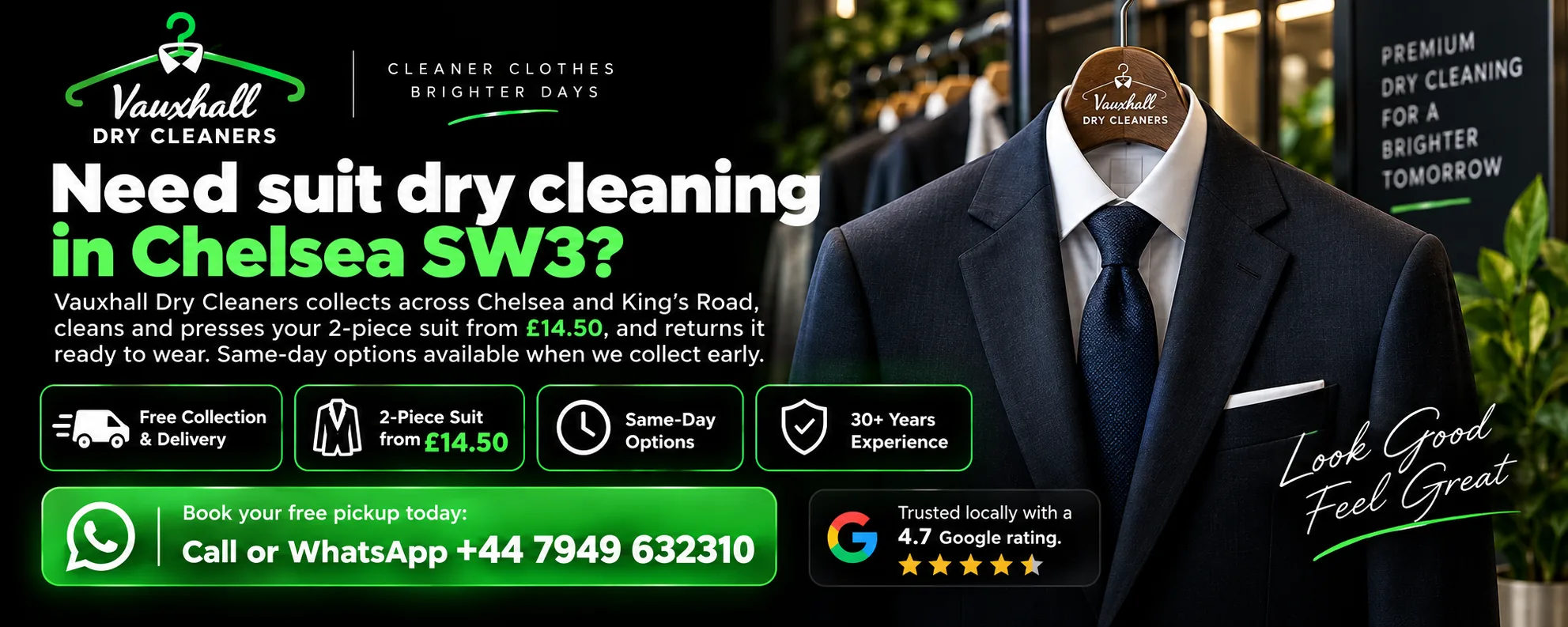 Suit Dry Cleaning Chelsea SW3 - Vauxhall Dry Cleaners Professional suit dry cleaning in Chelsea SW3 by Vauxhall Dry Cleaners