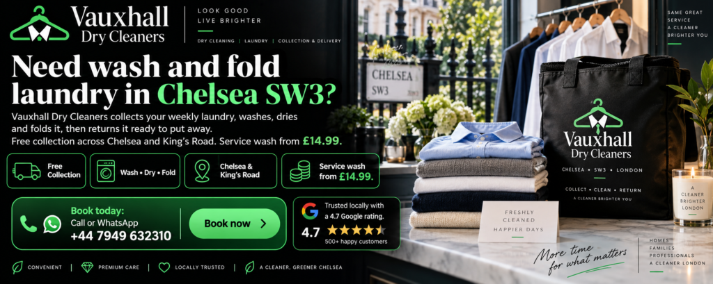 Wash and fold laundry in Chelsea SW3 by Vauxhall Dry Cleaners