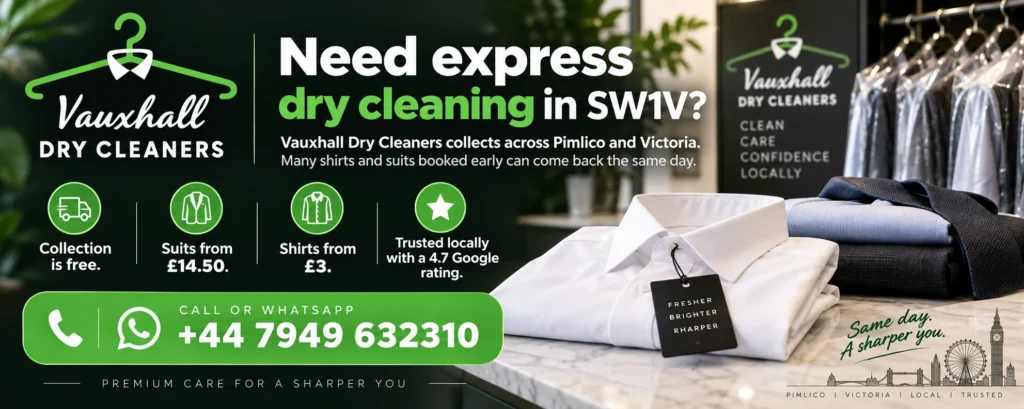 Express dry cleaning in SW1V Pimlico by Vauxhall Dry Cleaners