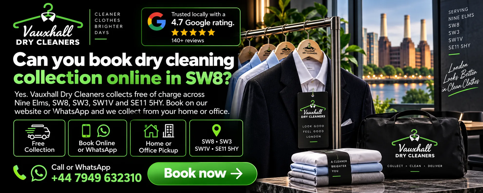 Book dry cleaning collection online in SW8 with Vauxhall Dry Cleaners