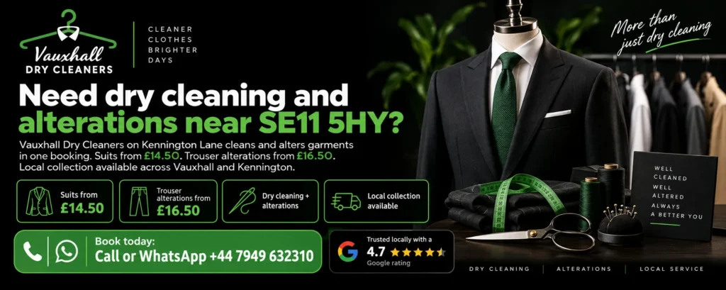 Dry cleaning and alterations at SE11 5HY by Vauxhall Dry Cleaners