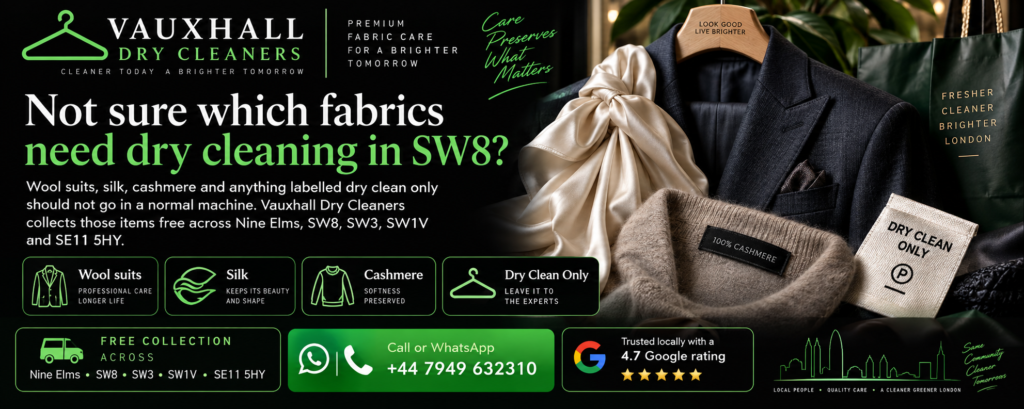 Fabrics that need dry cleaning in SW8 by Vauxhall Dry Cleaners