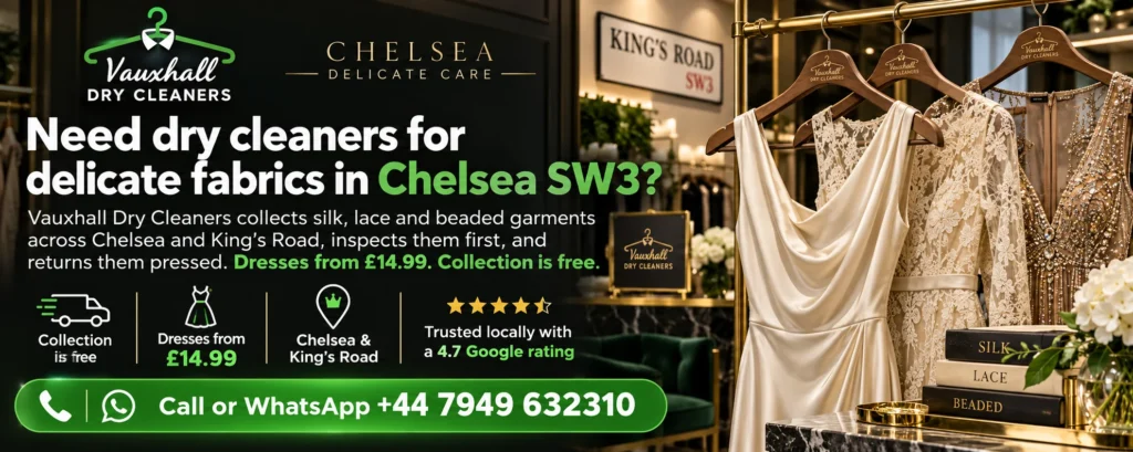 Dry cleaners for delicate fabrics in Chelsea SW3 by Vauxhall Dry Cleaners